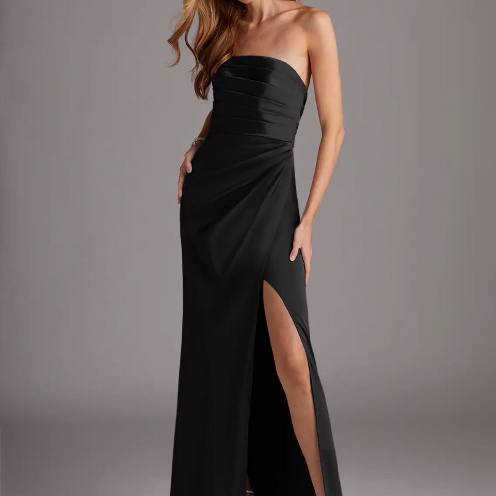 Azazie Black Strapless Maxi Dress